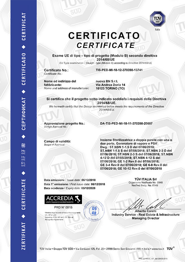 Certificazione PED 0948