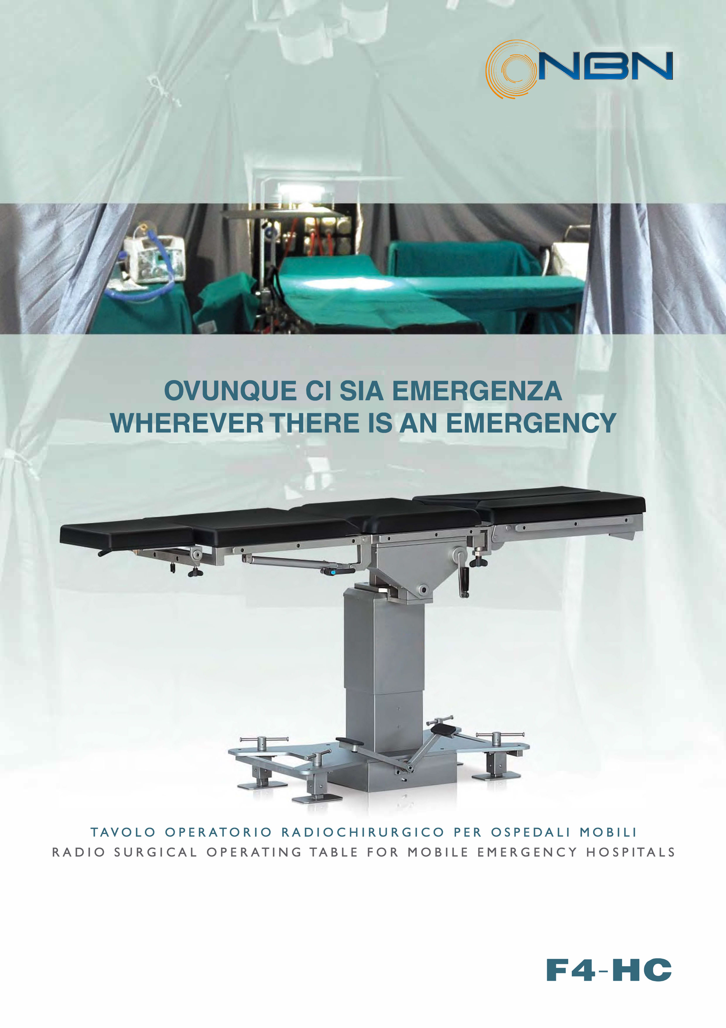 Brochure tavolo operatorio F4 HC per ospedali da campo o di emergenza
